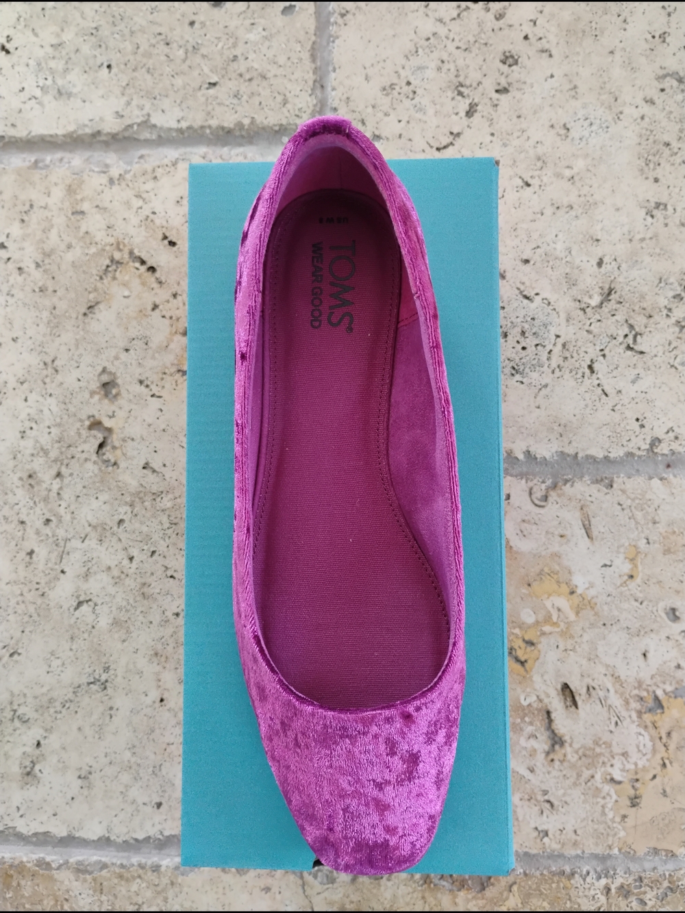 Toms Velvet Ballet Flats in Berry Magenta - Picture 3 of 5
